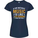 A Day Without Music Tekno Hip Hop Metal Womens Petite Cut T-Shirt Navy Blue