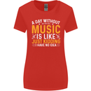 A Day Without Music Tekno Hip Hop Metal Womens Wider Cut T-Shirt Red