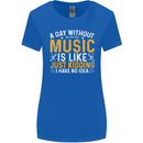 A Day Without Music Tekno Hip Hop Metal Womens Wider Cut T-Shirt Royal Blue