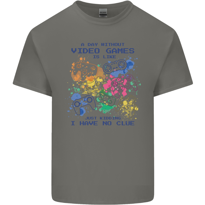 A Day Without Video Games Kids T-Shirt Childrens Charcoal