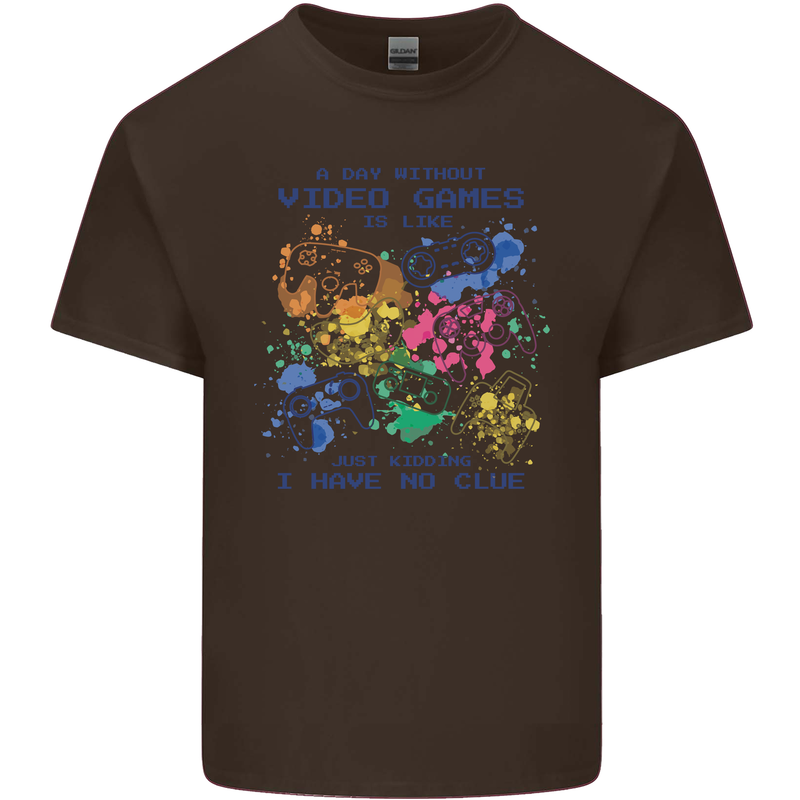 A Day Without Video Games Kids T-Shirt Childrens Chocolate