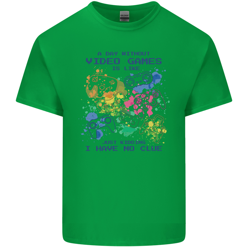 A Day Without Video Games Kids T-Shirt Childrens Irish Green
