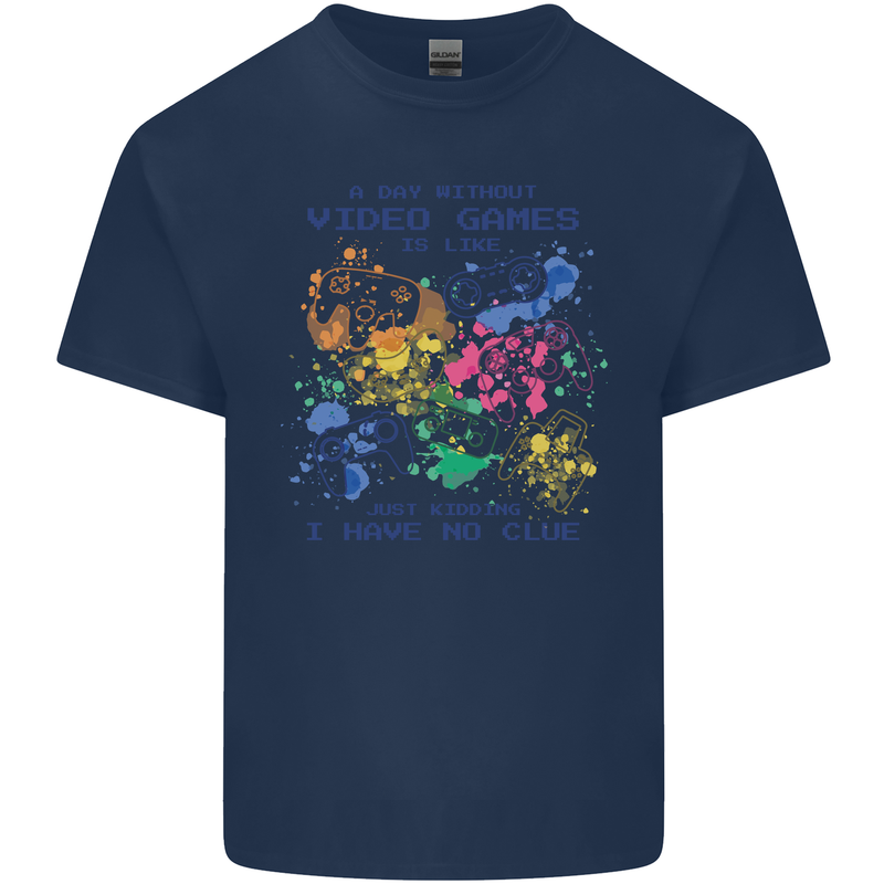 A Day Without Video Games Kids T-Shirt Childrens Navy Blue