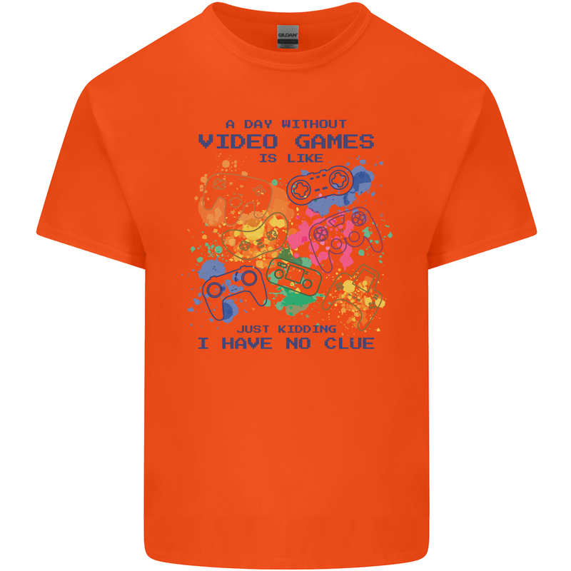 A Day Without Video Games Kids T-Shirt Childrens Orange