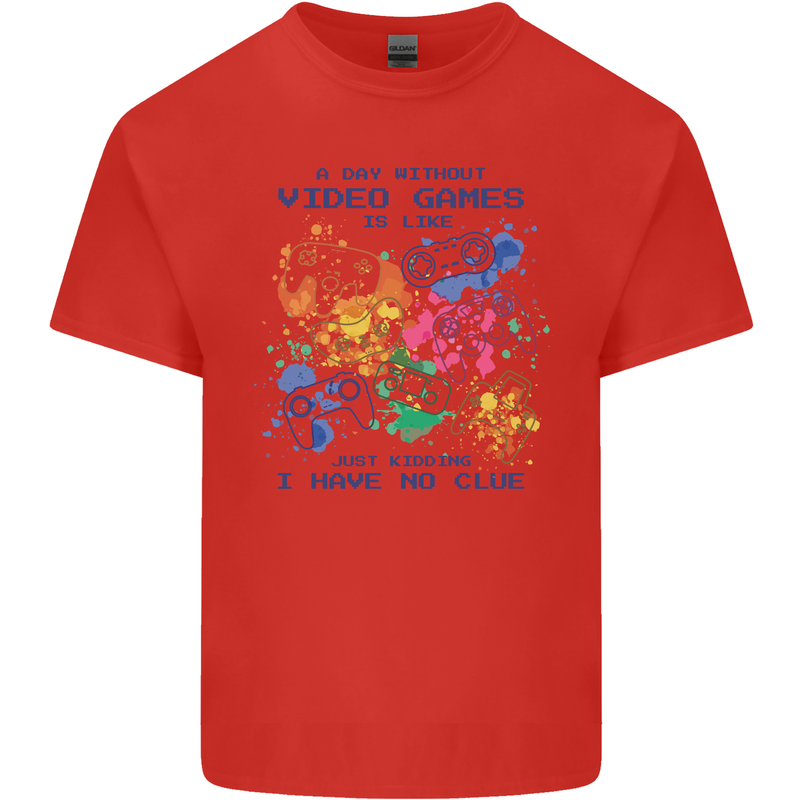 A Day Without Video Games Kids T-Shirt Childrens Red