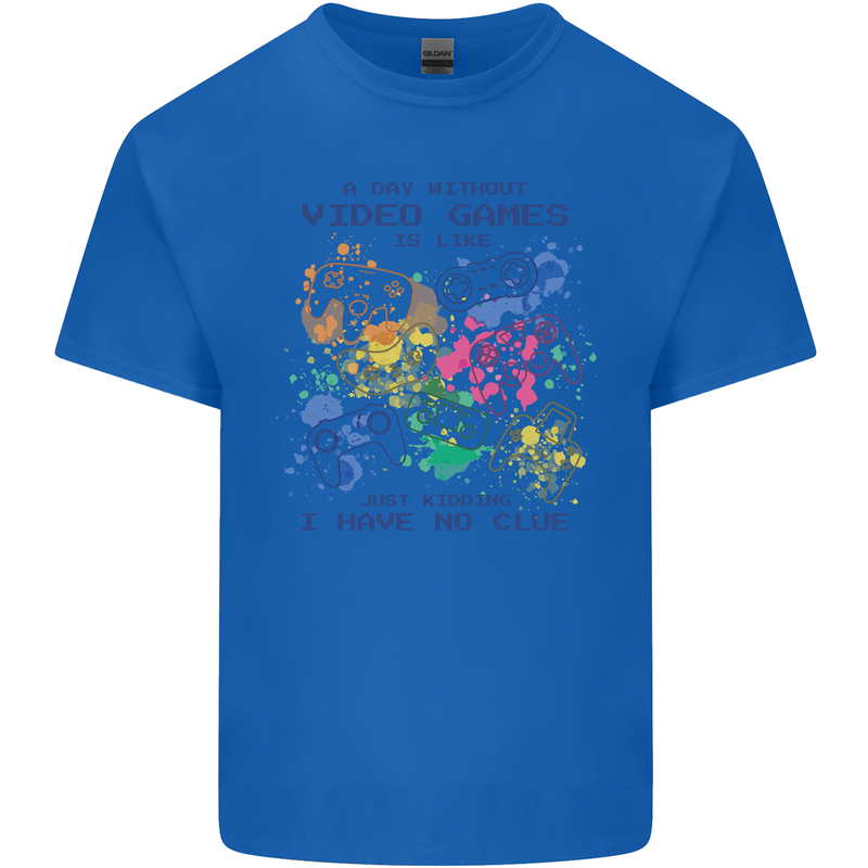 A Day Without Video Games Kids T-Shirt Childrens Royal Blue