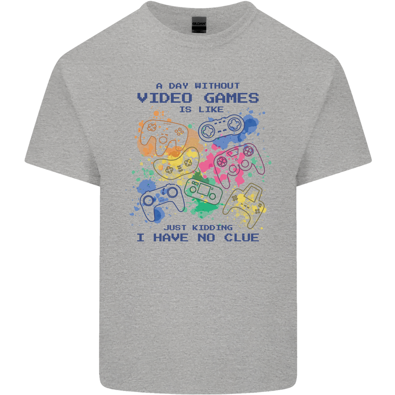A Day Without Video Games Kids T-Shirt Childrens Sports Grey