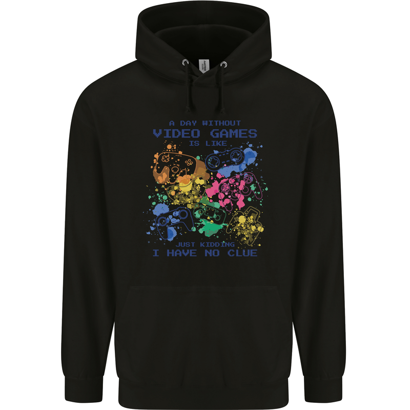 A Day Without Video Games Mens 80% Cotton Hoodie Black