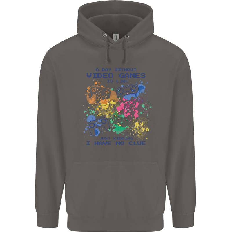 A Day Without Video Games Mens 80% Cotton Hoodie Charcoal