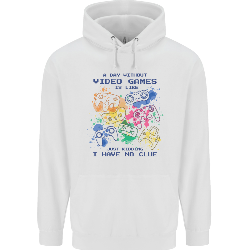 A Day Without Video Games Mens 80% Cotton Hoodie White