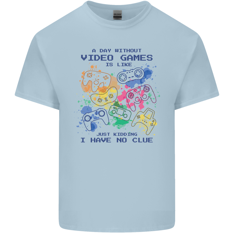A Day Without Video Games Mens Cotton T-Shirt Tee Top Light Blue