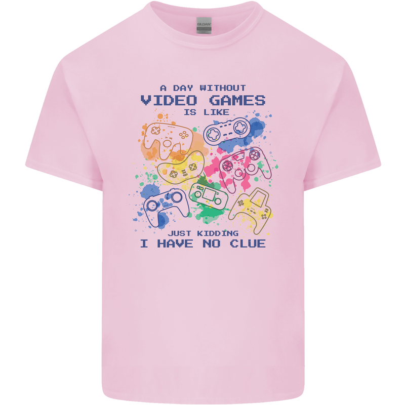 A Day Without Video Games Mens Cotton T-Shirt Tee Top Light Pink