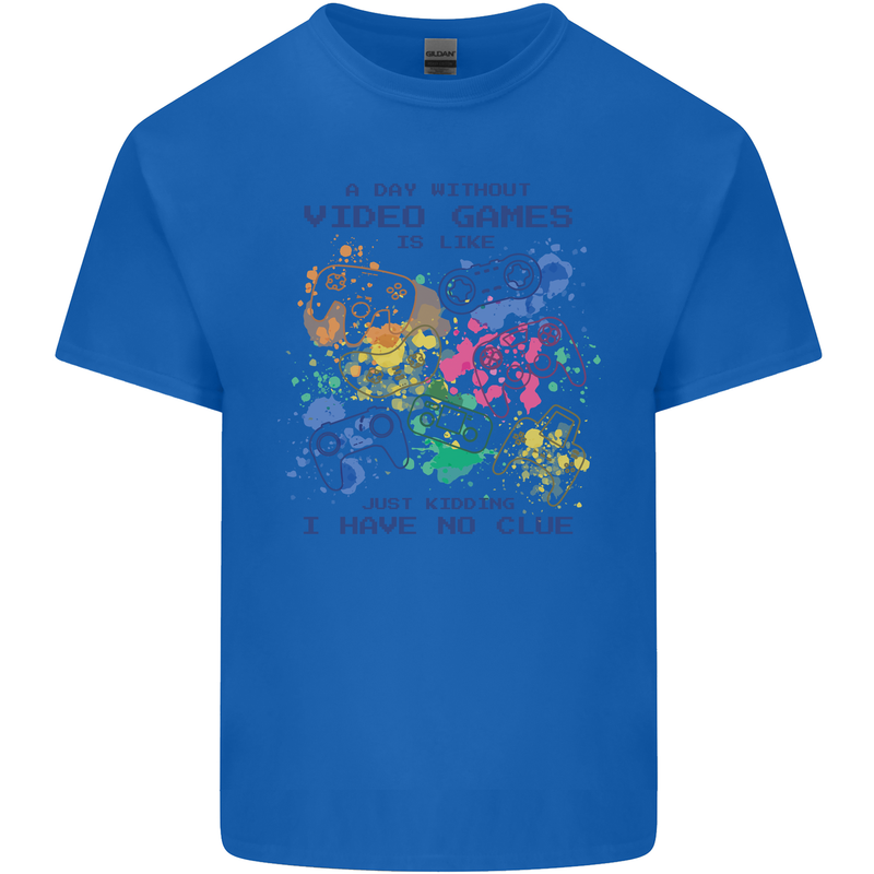 A Day Without Video Games Mens Cotton T-Shirt Tee Top Royal Blue