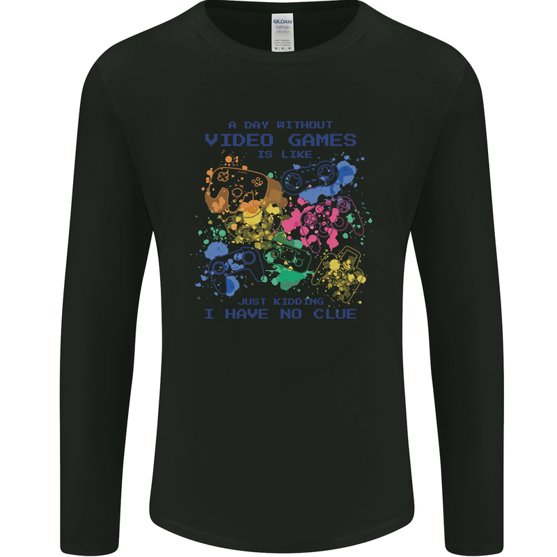 A Day Without Video Games Mens Long Sleeve T-Shirt Black