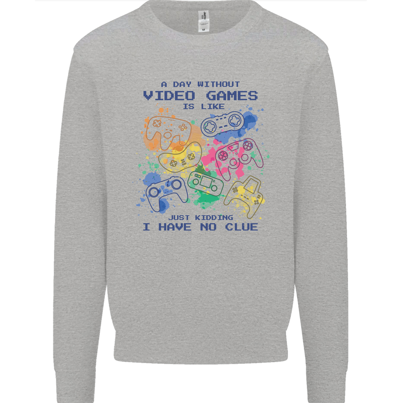 A Day Without Video Games Mens Sweatshirt Jumper Sports Grey