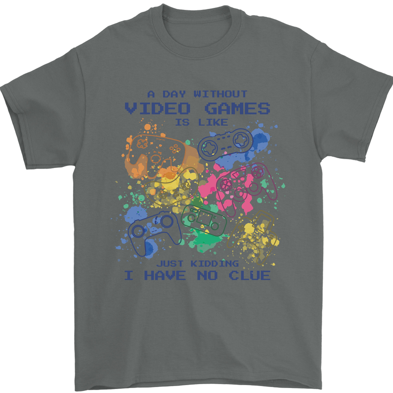A Day Without Video Games Mens T-Shirt Cotton Gildan Charcoal