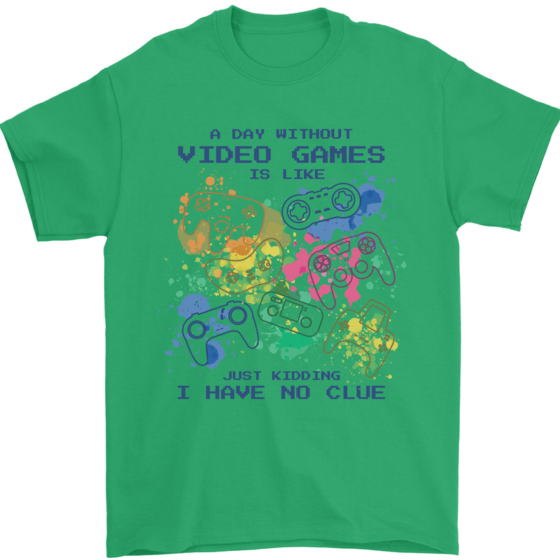 A Day Without Video Games Mens T-Shirt Cotton Gildan Irish Green