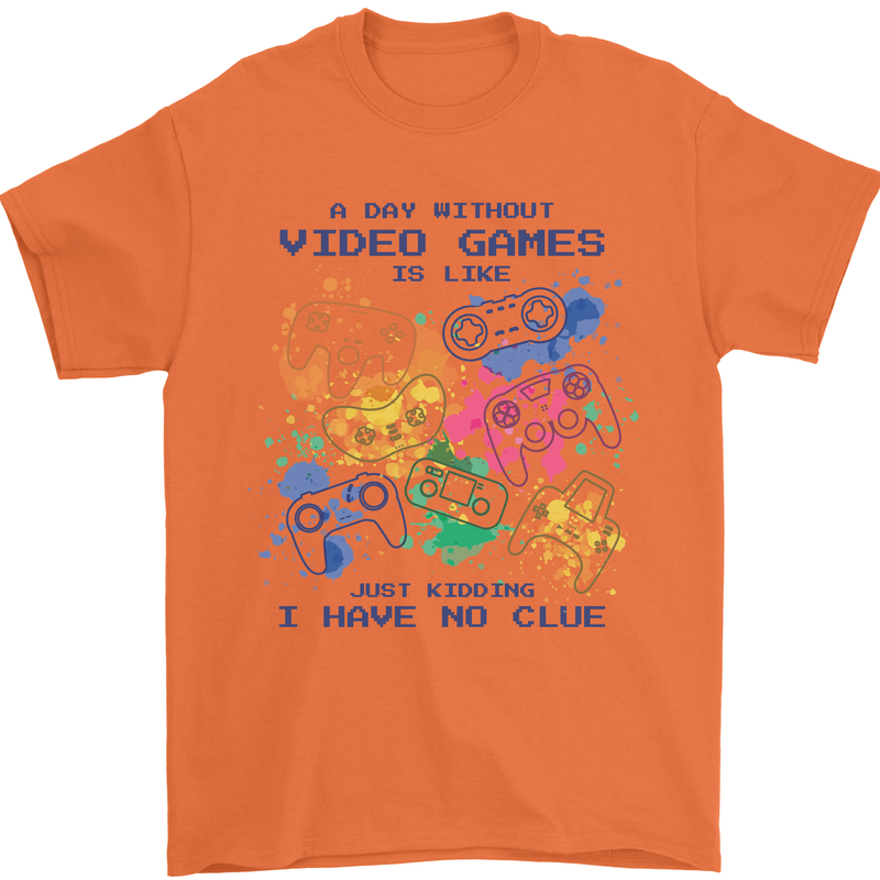 A Day Without Video Games Mens T-Shirt Cotton Gildan Orange