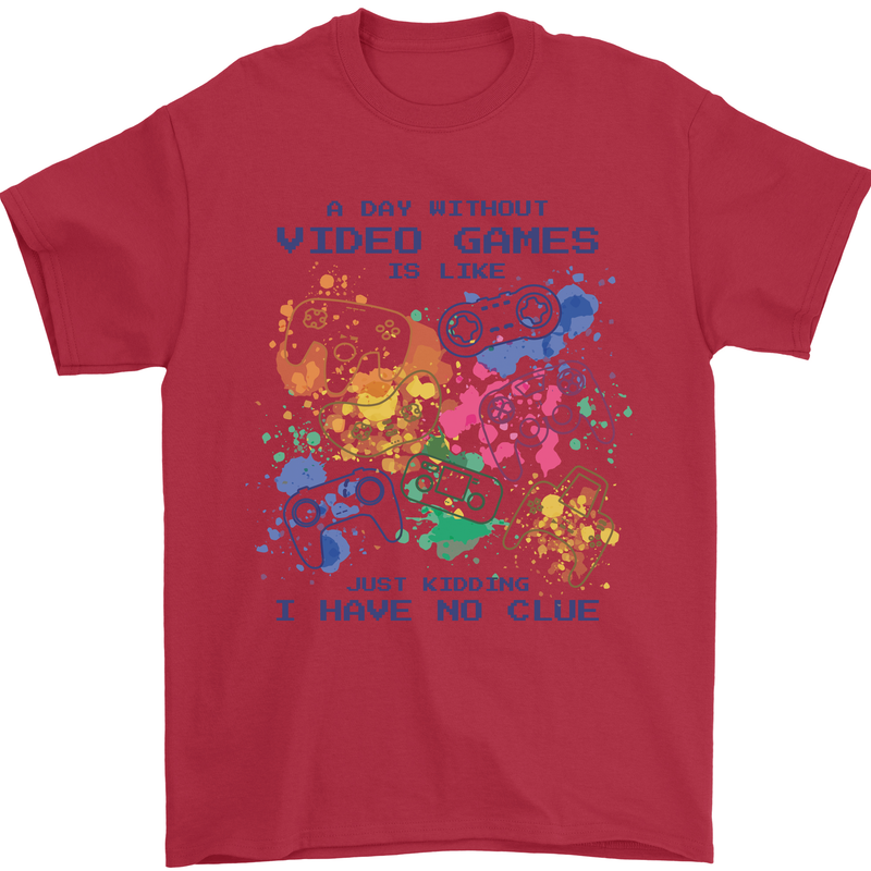 A Day Without Video Games Mens T-Shirt Cotton Gildan Red