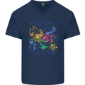 A Day Without Video Games Mens V-Neck Cotton T-Shirt Navy Blue
