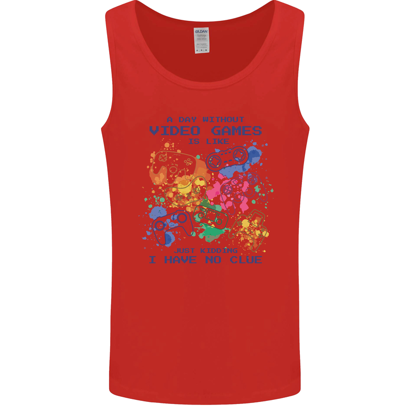 A Day Without Video Games Mens Vest Tank Top Red