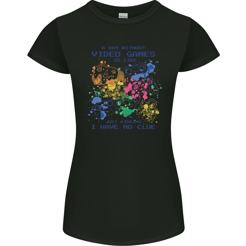 A Day Without Video Games Womens Petite Cut T-Shirt Black