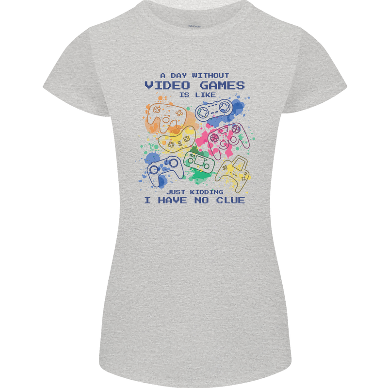 A Day Without Video Games Womens Petite Cut T-Shirt Sports Grey