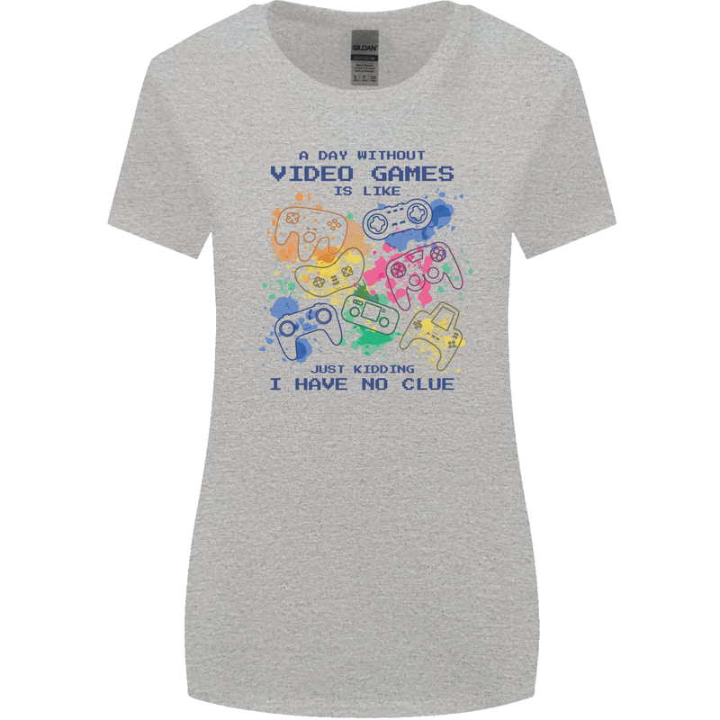 A Day Without Video Games Womens Wider Cut T-Shirt Sports Grey