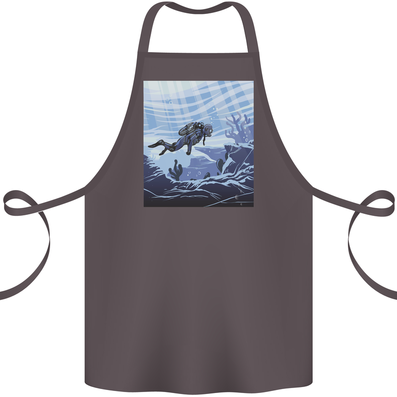 A Deep Sea Scuba Diver Diving Cotton Apron 100% Organic Dark Grey