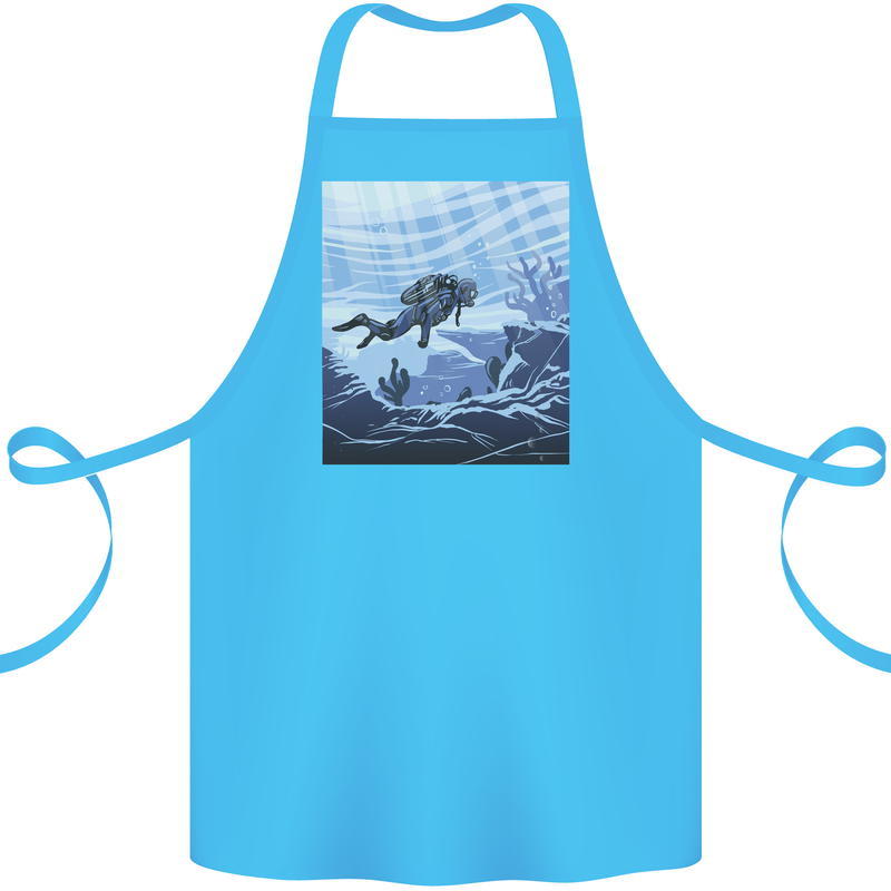 A Deep Sea Scuba Diver Diving Cotton Apron 100% Organic Turquoise