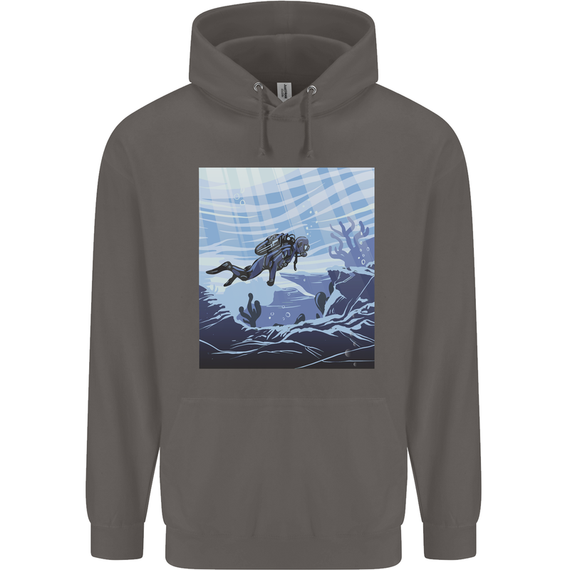 A Deep Sea Scuba Diver Diving Mens 80% Cotton Hoodie Charcoal