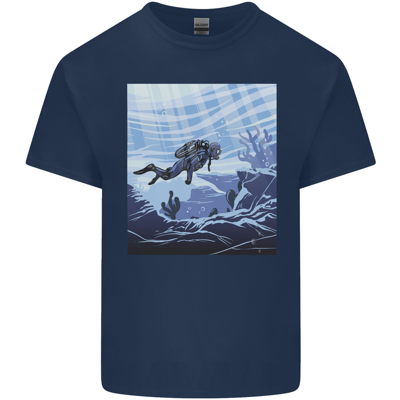 A Deep Sea Scuba Diver Diving Mens Cotton T-Shirt Tee Top Navy Blue