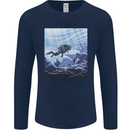 A Deep Sea Scuba Diver Diving Mens Long Sleeve T-Shirt Navy Blue