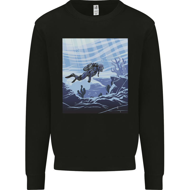 A Deep Sea Scuba Diver Diving Mens Sweatshirt Jumper Black
