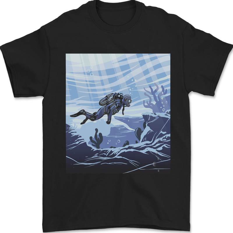 A Deep Sea Scuba Diver Diving Mens T-Shirt 100% Cotton Black