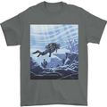 A Deep Sea Scuba Diver Diving Mens T-Shirt 100% Cotton Charcoal