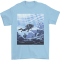 A Deep Sea Scuba Diver Diving Mens T-Shirt 100% Cotton Light Blue