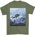 A Deep Sea Scuba Diver Diving Mens T-Shirt 100% Cotton Military Green