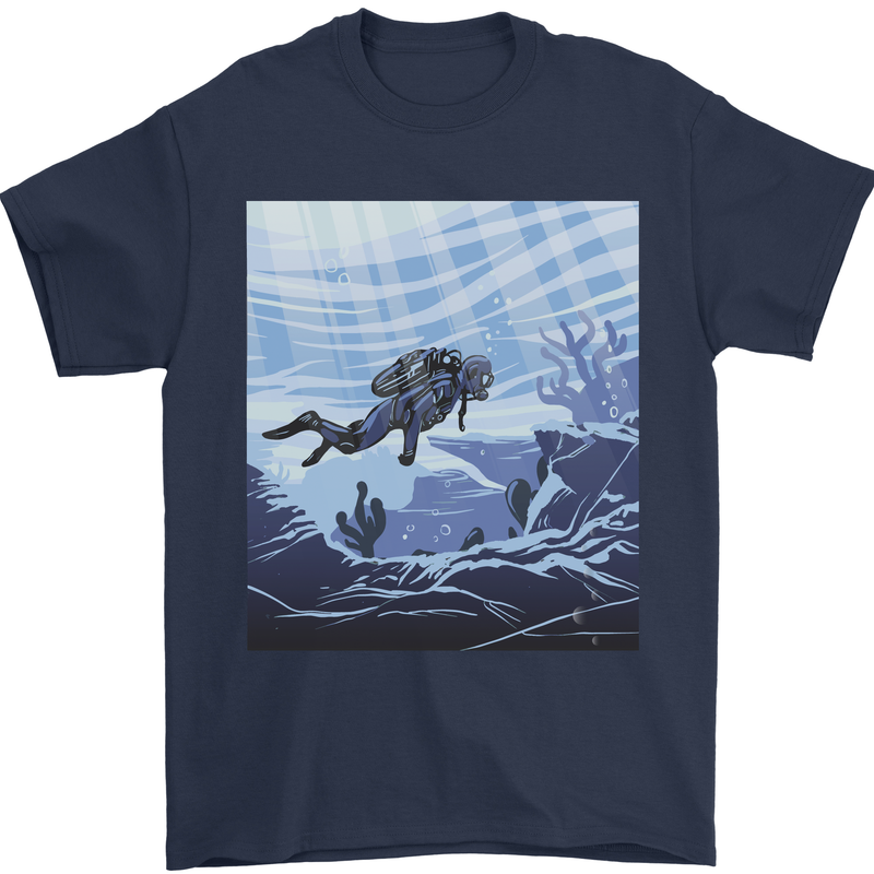 A Deep Sea Scuba Diver Diving Mens T-Shirt 100% Cotton Navy Blue