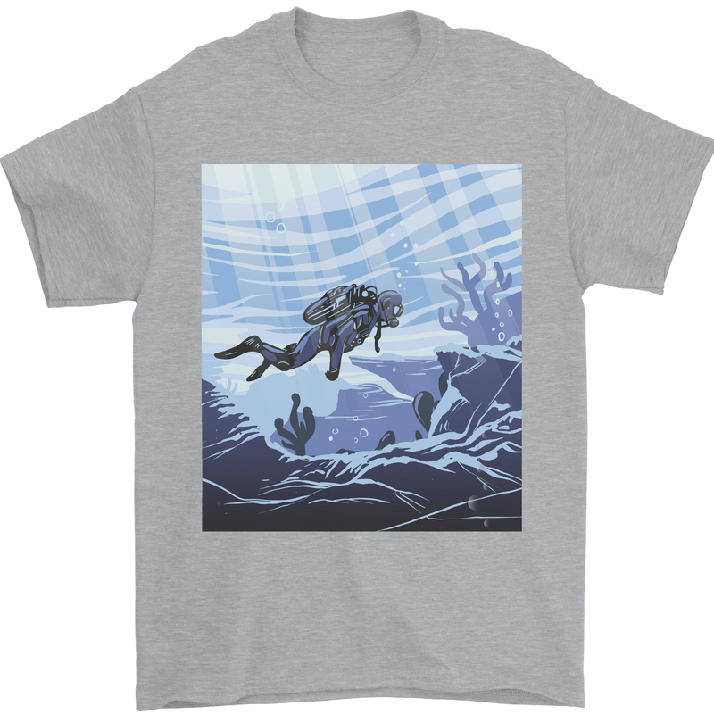 A Deep Sea Scuba Diver Diving Mens T-Shirt 100% Cotton Sports Grey