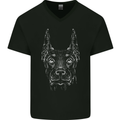 A Doberman Dog Mens V-Neck Cotton T-Shirt Black