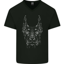 A Doberman Dog Mens V-Neck Cotton T-Shirt Black