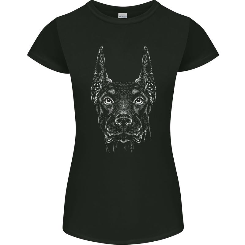 A Doberman Dog Womens Petite Cut T-Shirt Black