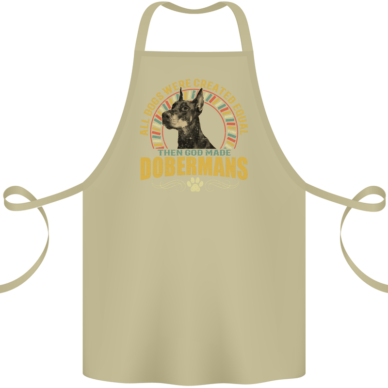 A Dobermans Dog Cotton Apron 100% Organic Khaki
