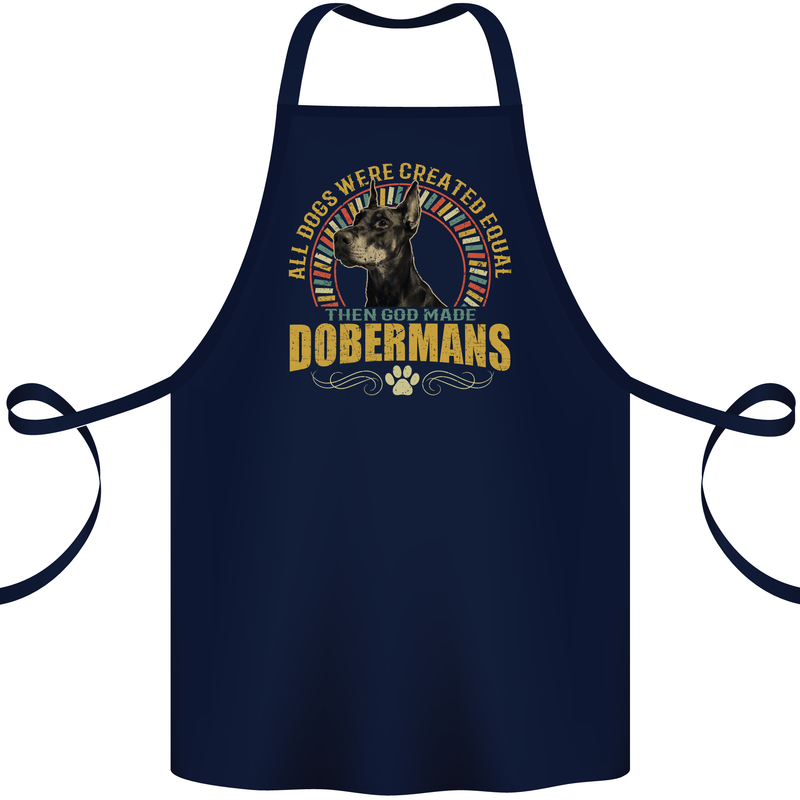 A Dobermans Dog Cotton Apron 100% Organic Navy Blue