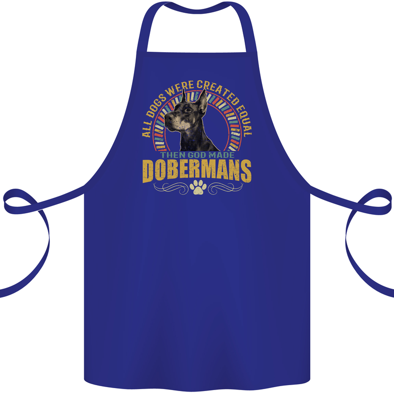 A Dobermans Dog Cotton Apron 100% Organic Royal Blue