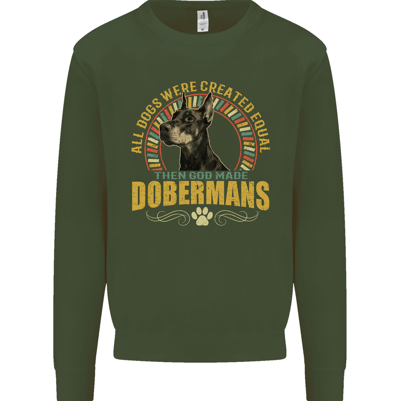 A Dobermans Dog Mens Sweatshirt Jumper Forest Green