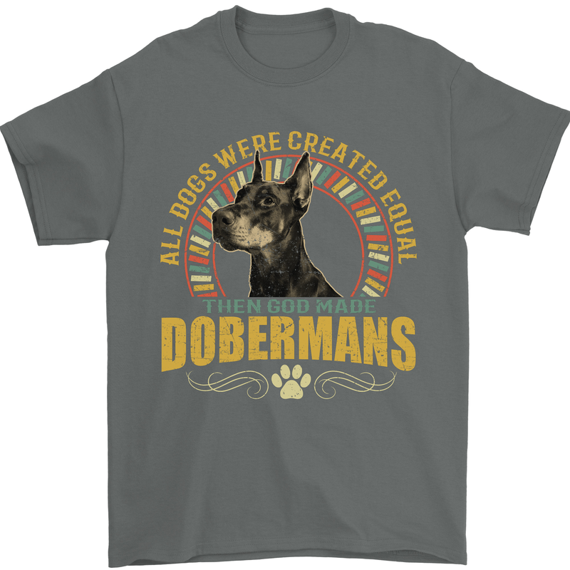 A Dobermans Dog Mens T-Shirt 100% Cotton Charcoal