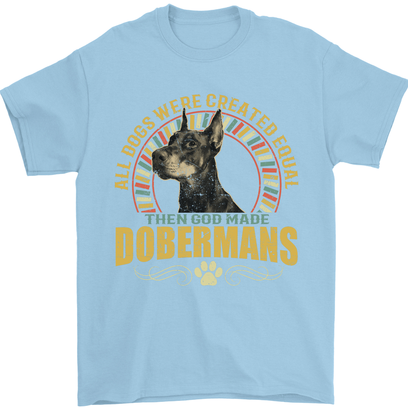 A Dobermans Dog Mens T-Shirt 100% Cotton Light Blue
