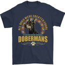 A Dobermans Dog Mens T-Shirt 100% Cotton Navy Blue